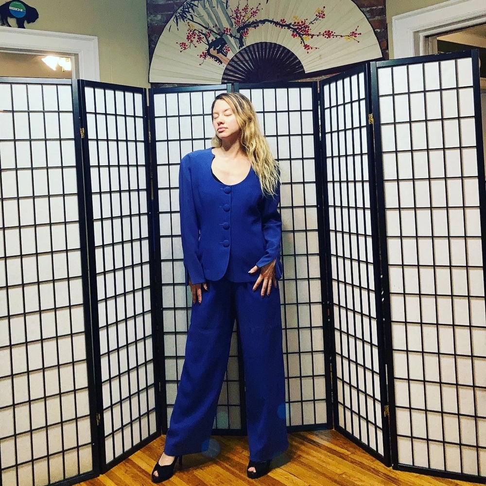 Vintage Blue Christian Dior Size 6 Suit